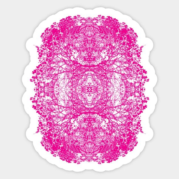 Pink Symetric Cherry Blossoms Sticker by chambergambit